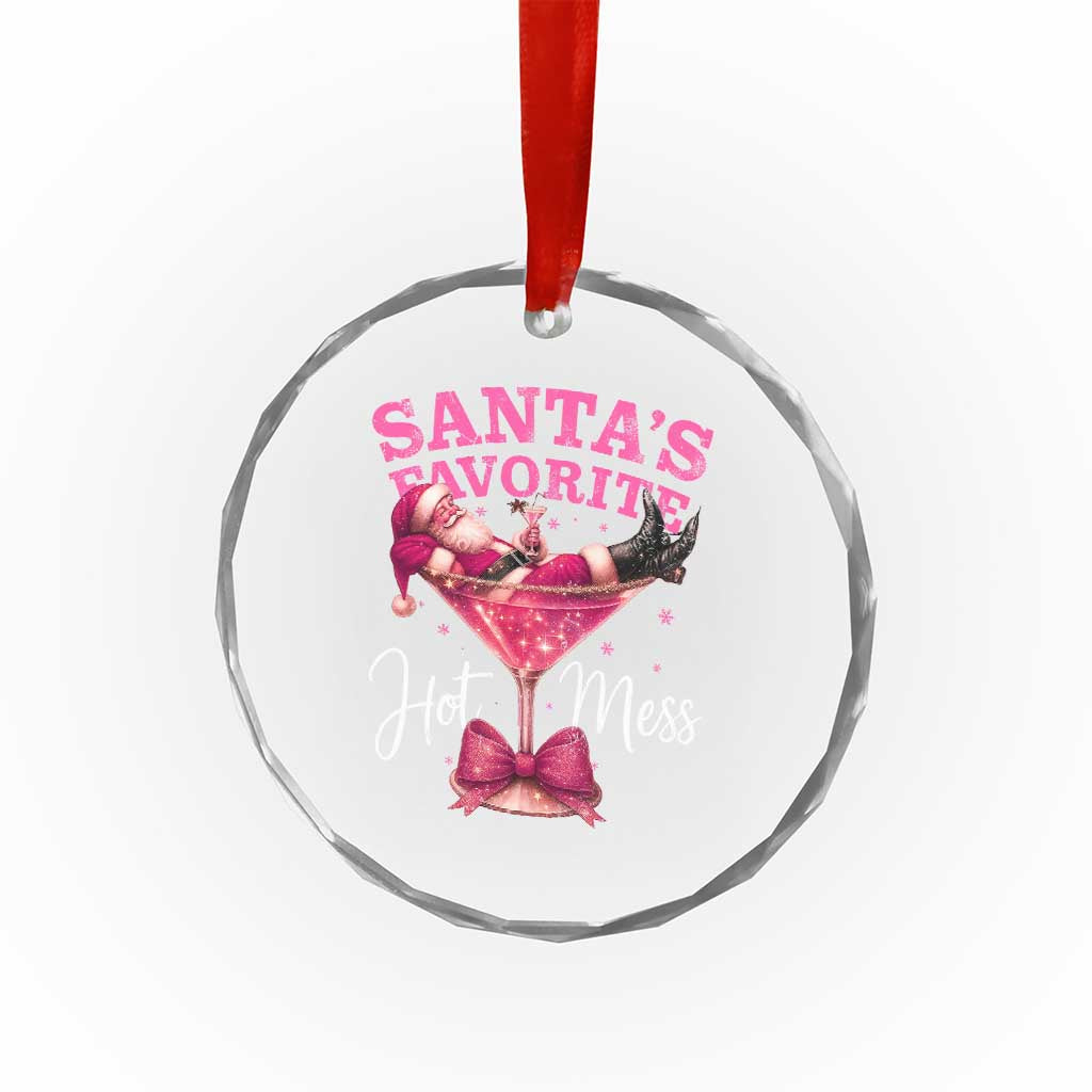 Funny Christmas Santas Favorite Hot Mess Crystal Glass Ornament Xmas Drinking Party TS11 Print Your Wear