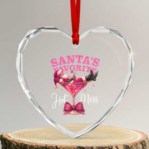 Funny Christmas Santas Favorite Hot Mess Heart Crystal Glass Ornament Xmas Drinking Party TS11 Transparent Glass 3'' Heart Print Your Wear