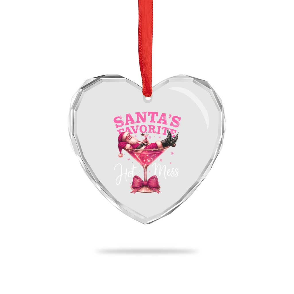 Funny Christmas Santas Favorite Hot Mess Heart Crystal Glass Ornament Xmas Drinking Party TS11 Print Your Wear