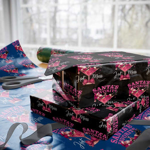 Funny Christmas Santas Favorite Hot Mess Wrapping Paper Roll Xmas Drinking Party TS11 Black Print Your Wear