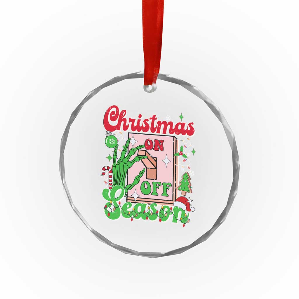 Funny Christmas Season Crystal Glass Ornament Switch Red And Green Skeleton Hand TS11 Print Your Wear