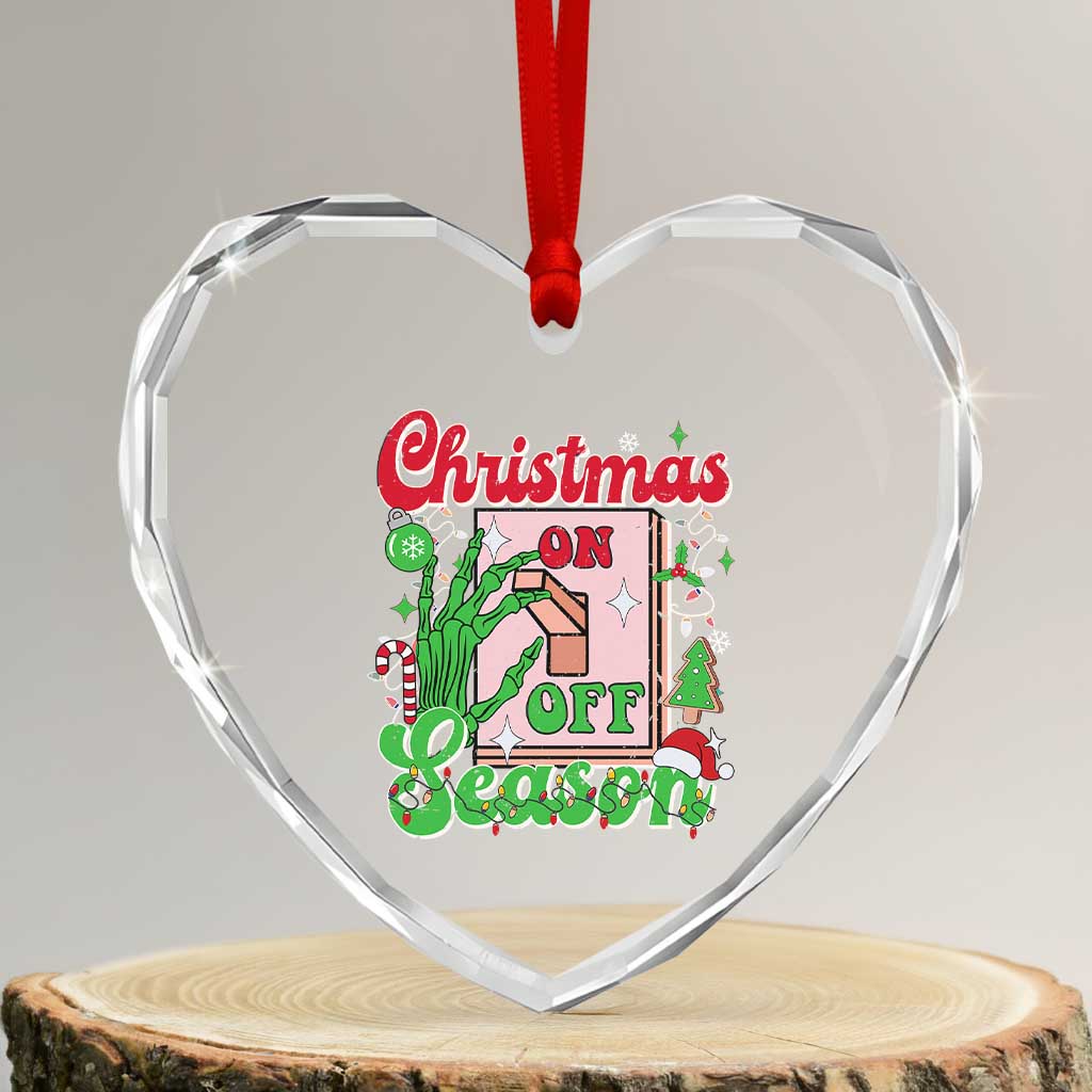 Funny Christmas Season Heart Crystal Glass Ornament Switch Red And Green Skeleton Hand TS11 Transparent Glass 3'' Heart Print Your Wear