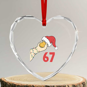Funny Christmas Silly Goose 67 Meme Festive Holiday Heart Crystal Glass Ornament TS11 Transparent Glass 3'' Heart Print Your Wear