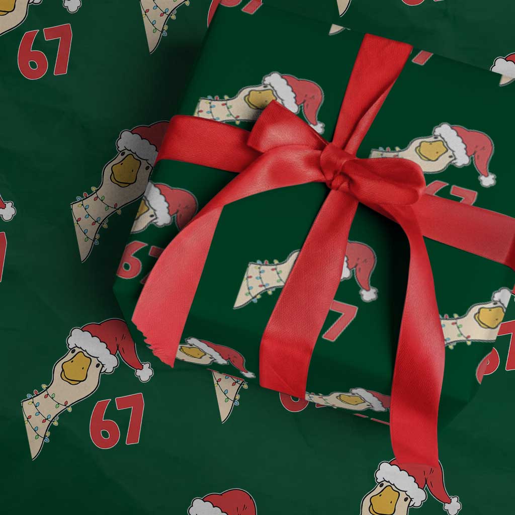Funny Christmas Silly Goose 67 Meme Festive Holiday Wrapping Paper Roll TS11 Green Print Your Wear