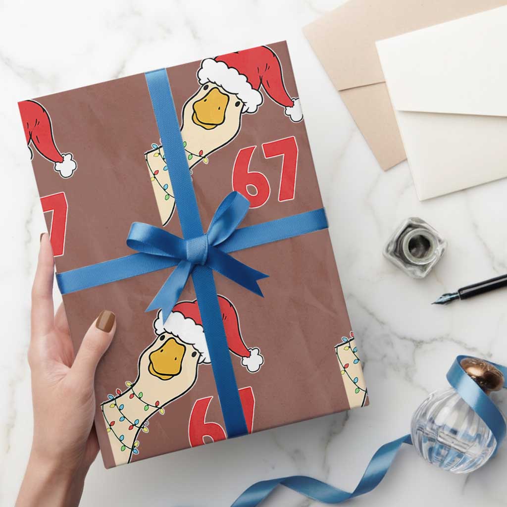 Funny Christmas Silly Goose 67 Meme Festive Holiday Wrapping Paper Roll TS11 Mocha Print Your Wear