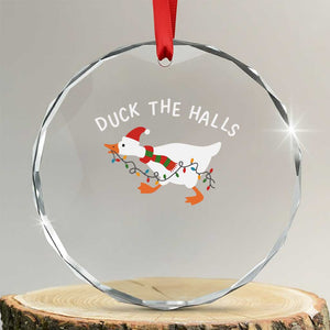 Funny Christmas Silly Goose Crystal Glass Ornament Funny Duck the Halls TS10 Transparent Glass 3'' Circle Print Your Wear