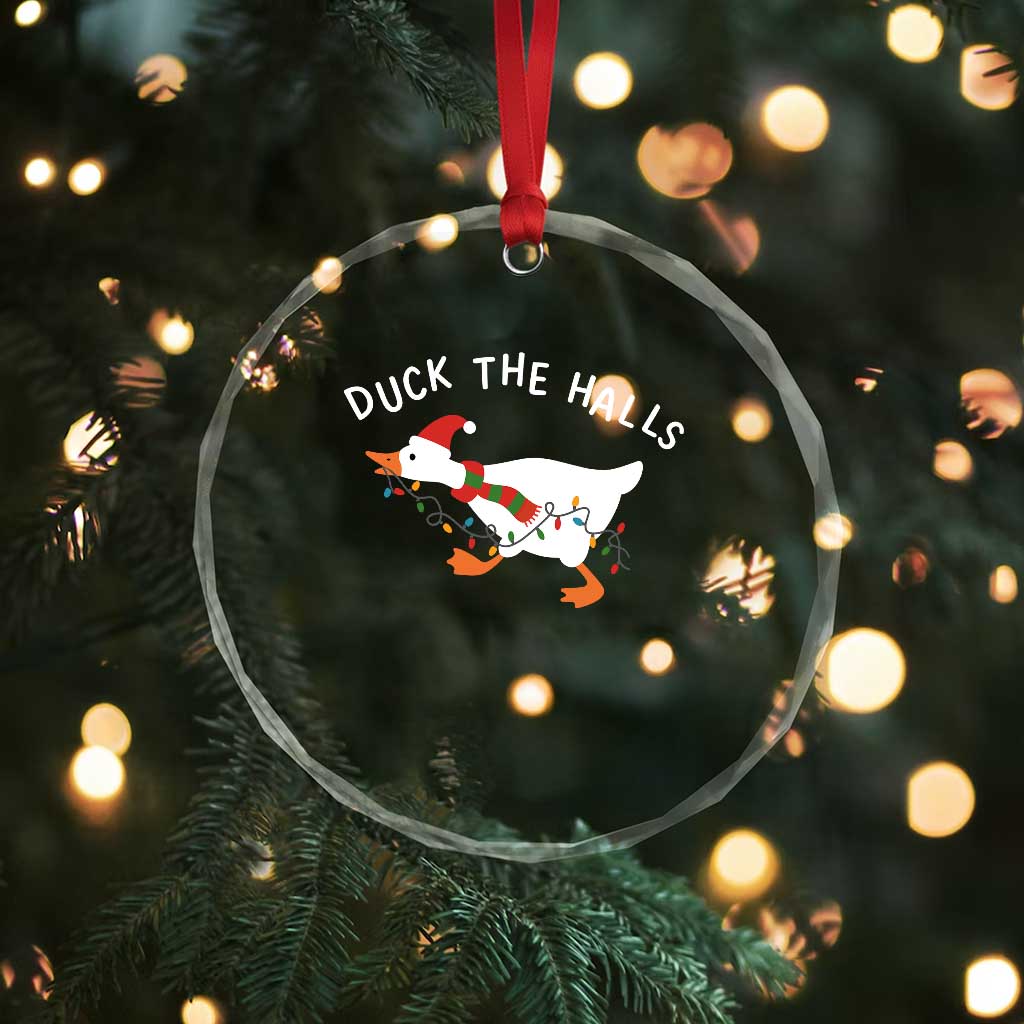 Funny Christmas Silly Goose Crystal Glass Ornament Funny Duck the Halls TS10 Print Your Wear