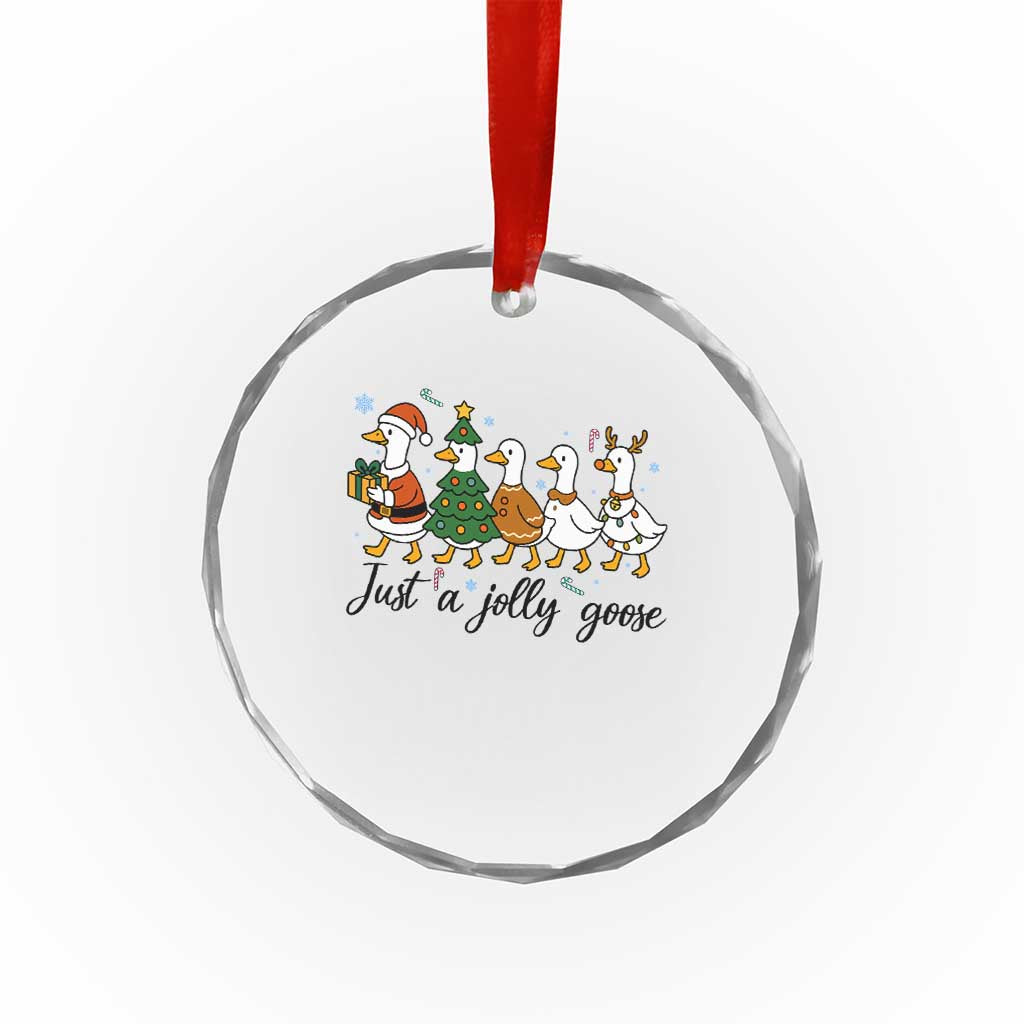 Funny Christmas Silly Goose Crystal Glass Ornament Just A Jolly Goose Xmas Poultry Animal Humor TS11 Print Your Wear