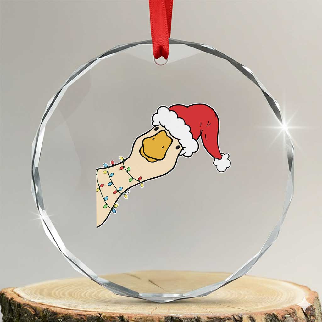 Funny Christmas Silly Goose Festive Holiday Crystal Glass Ornament TS11 Transparent Glass 3'' Circle Print Your Wear