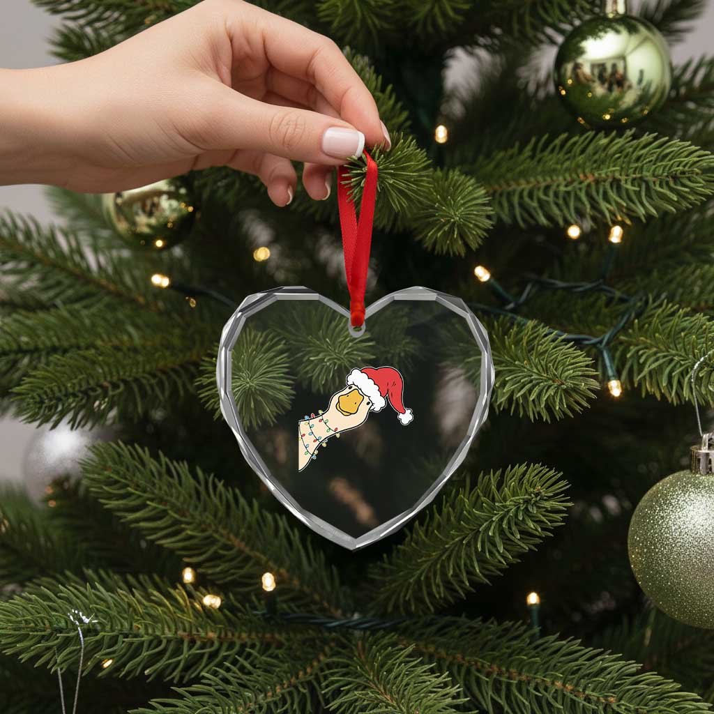 Funny Christmas Silly Goose Festive Holiday Heart Crystal Glass Ornament TS11 Print Your Wear