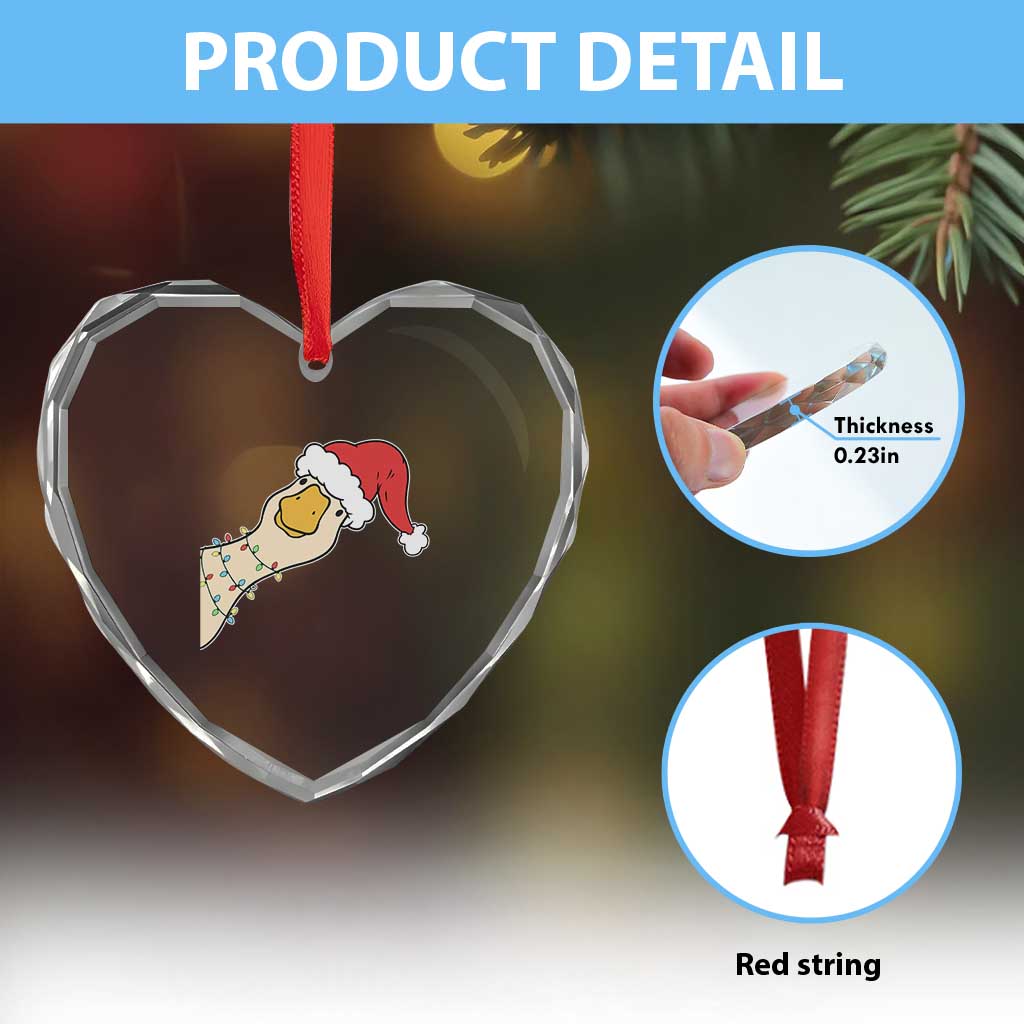 Funny Christmas Silly Goose Festive Holiday Heart Crystal Glass Ornament TS11 Print Your Wear