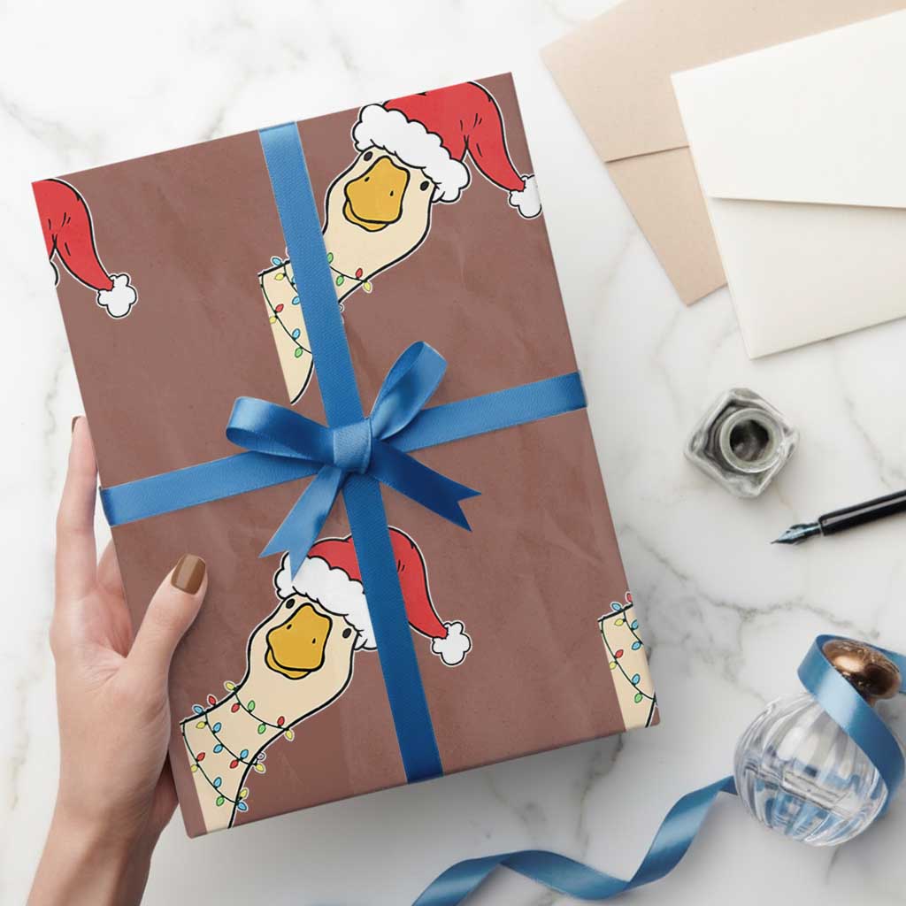 Funny Christmas Silly Goose Festive Holiday Wrapping Paper Roll TS11 Mocha Print Your Wear