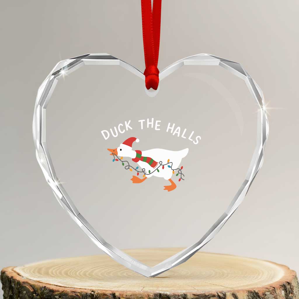 Funny Christmas Silly Goose Heart Crystal Glass Ornament Funny Duck the Halls TS10 Transparent Glass 3'' Heart Print Your Wear
