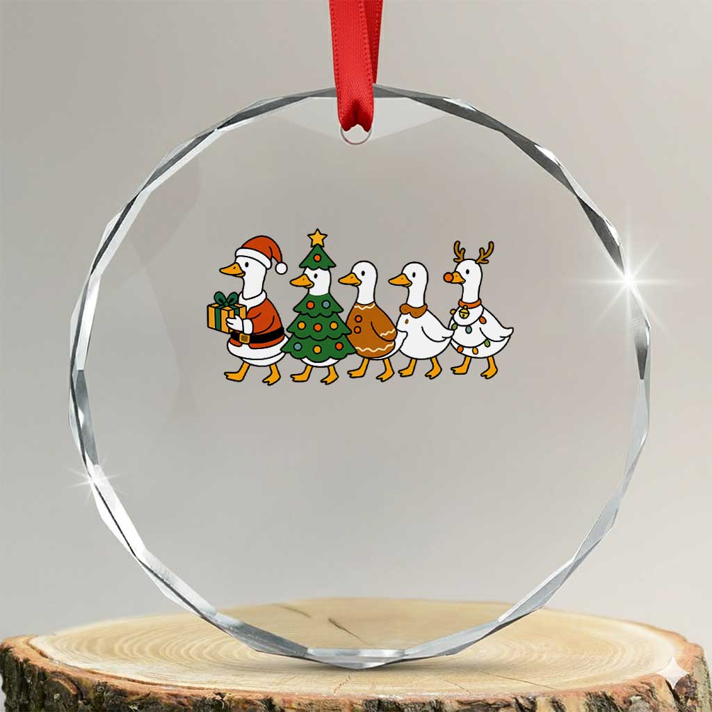 Funny Christmas Silly Goose Poultry Animal Lovers Crystal Glass Ornament TS11 Transparent Glass 3'' Circle Print Your Wear