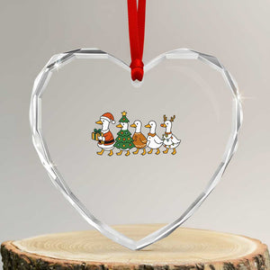 Funny Christmas Silly Goose Poultry Animal Lovers Heart Crystal Glass Ornament TS11 Transparent Glass 3'' Heart Print Your Wear