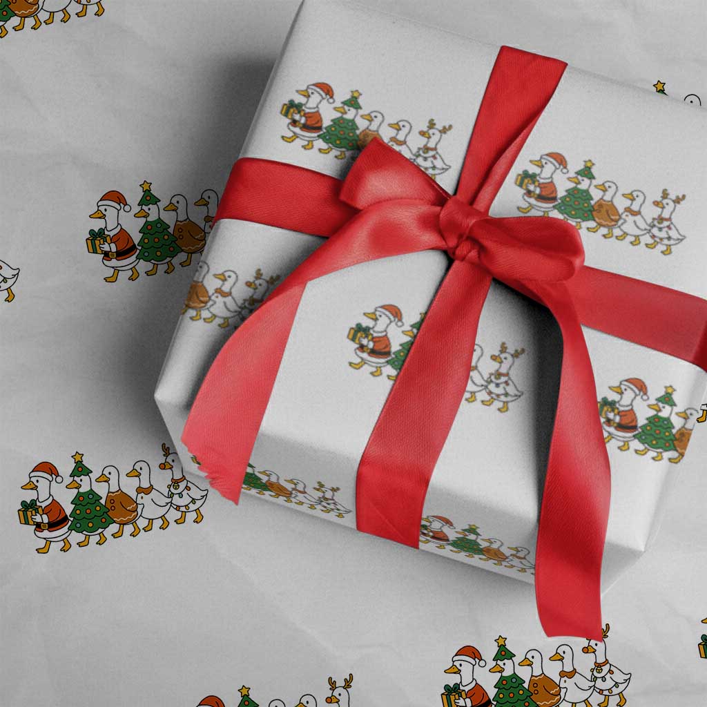 Funny Christmas Silly Goose Poultry Animal Lovers Wrapping Paper Roll TS11 White Print Your Wear