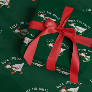 Funny Christmas Silly Goose Wrapping Paper Roll Funny Duck the Halls TS10 Green Print Your Wear
