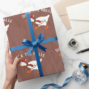 Funny Christmas Silly Goose Wrapping Paper Roll Funny Duck the Halls TS10 Mocha Print Your Wear