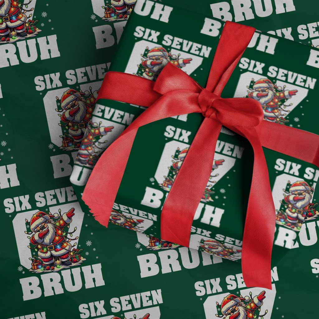 Funny Christmas Six Seven Bruh Wrapping Paper Roll Dabbing Santa TS11 Green Print Your Wear