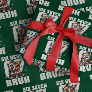 Funny Christmas Six Seven Bruh Wrapping Paper Roll Dabbing Santa TS11 Green Print Your Wear