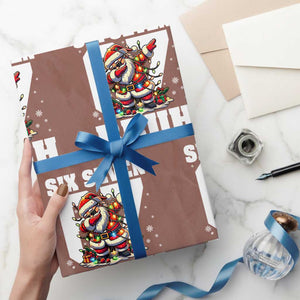 Funny Christmas Six Seven Bruh Wrapping Paper Roll Dabbing Santa TS11 Mocha Print Your Wear