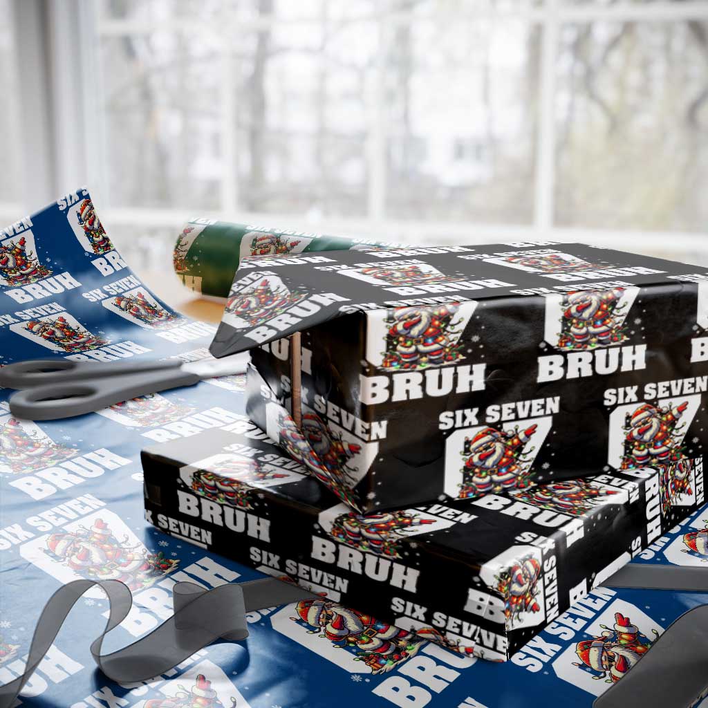 Funny Christmas Six Seven Bruh Wrapping Paper Roll Dabbing Santa TS11 Black Print Your Wear