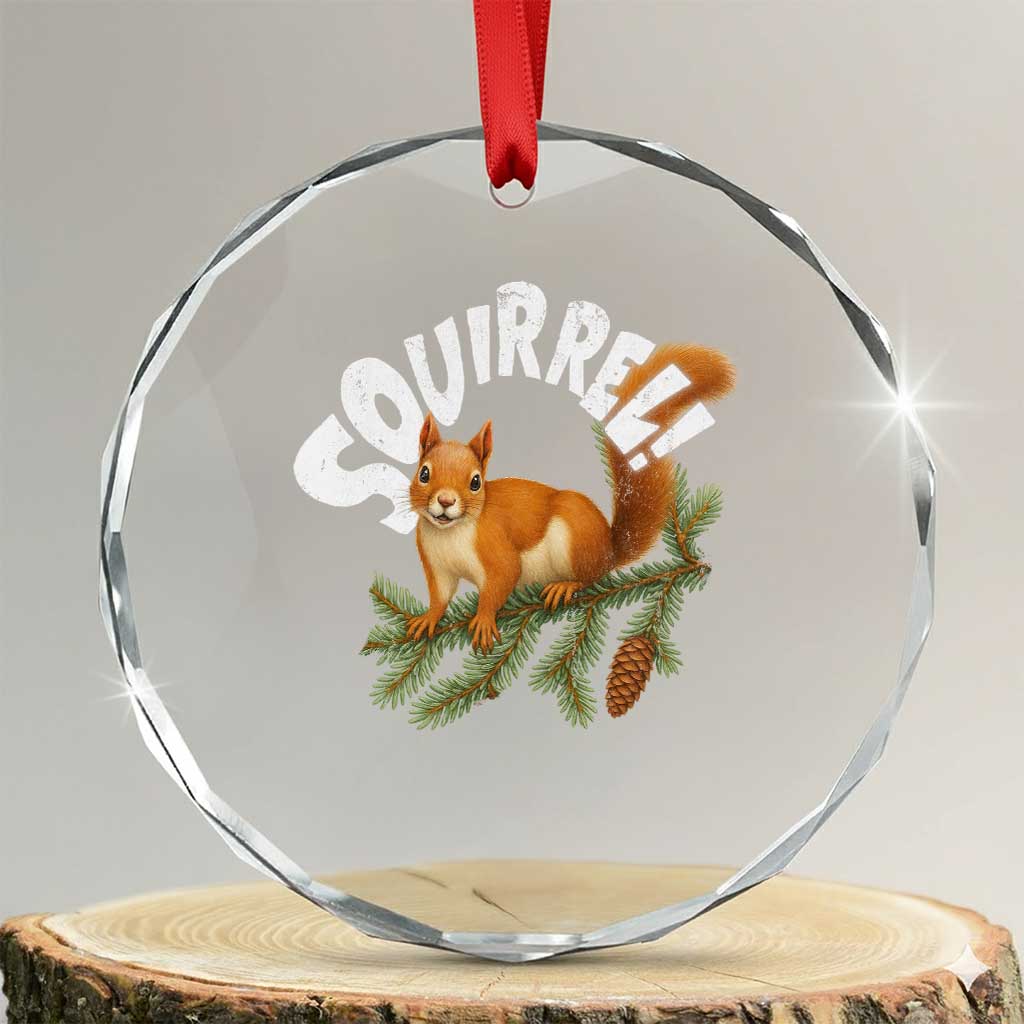 Funny Christmas Squirrel Crystal Glass Ornament Xmas Vacation Holiday Movie Pine Tree TS11 Transparent Glass 3'' Circle Print Your Wear