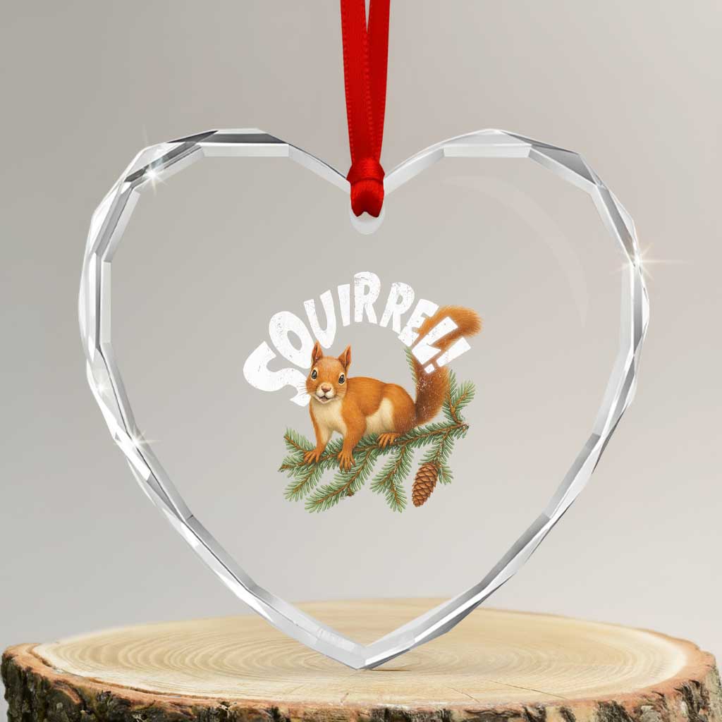 Funny Christmas Squirrel Heart Crystal Glass Ornament Xmas Vacation Holiday Movie Pine Tree TS11 Transparent Glass 3'' Heart Print Your Wear
