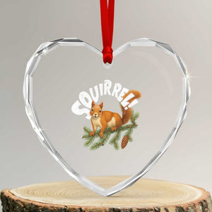 Funny Christmas Squirrel Heart Crystal Glass Ornament Xmas Vacation Holiday Movie Pine Tree TS11 Transparent Glass 3'' Heart Print Your Wear