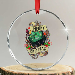 Funny Christmas Tabletop RPG Crystal Glass Ornament Merry Critmas D20 RPG Gamer Gaming TS11 Transparent Glass 3'' Circle Print Your Wear