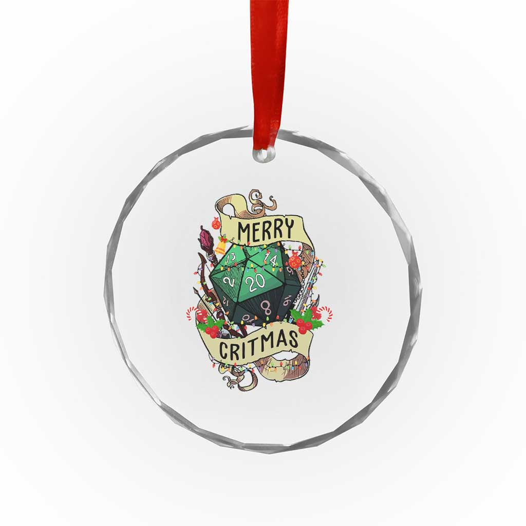 Funny Christmas Tabletop RPG Crystal Glass Ornament Merry Critmas D20 RPG Gamer Gaming TS11 Print Your Wear