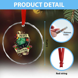Funny Christmas Tabletop RPG Crystal Glass Ornament Merry Critmas D20 RPG Gamer Gaming TS11 Print Your Wear