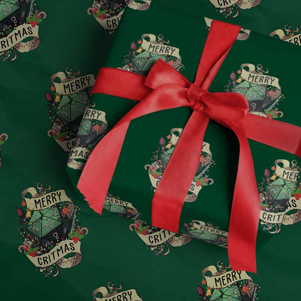 Funny Christmas Tabletop RPG Wrapping Paper Roll Merry Critmas D20 RPG Gamer Gaming TS11 Green Print Your Wear