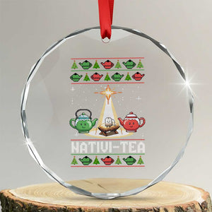 Funny Christmas Tea Lover Crystal Glass Ornament Nativi Tea Nativity Scene Christian Xmas TS11 Transparent Glass 3'' Circle Print Your Wear