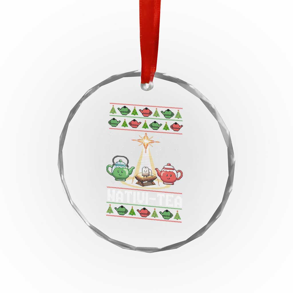 Funny Christmas Tea Lover Crystal Glass Ornament Nativi Tea Nativity Scene Christian Xmas TS11 Print Your Wear