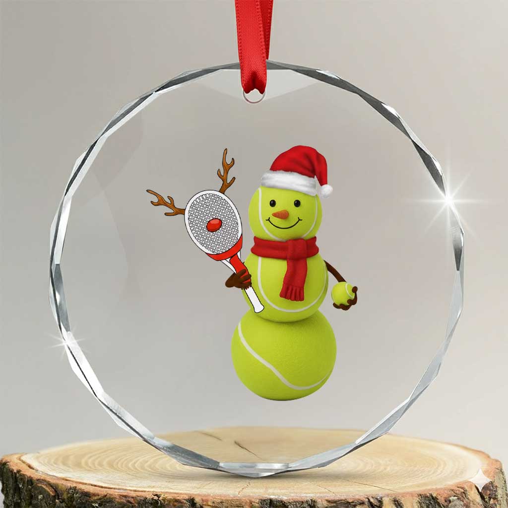 Funny Christmas Tennis Snowman Crystal Glass Ornament Tennis Lover Gift TS12 Transparent Glass 3'' Circle Print Your Wear