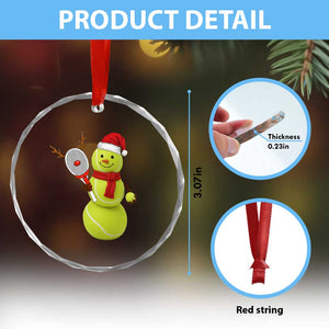 Funny Christmas Tennis Snowman Crystal Glass Ornament Tennis Lover Gift TS12 Print Your Wear