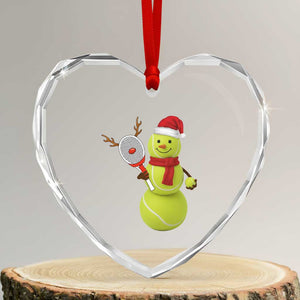Funny Christmas Tennis Snowman Heart Crystal Glass Ornament Tennis Lover Gift TS12 Transparent Glass 3'' Heart Print Your Wear