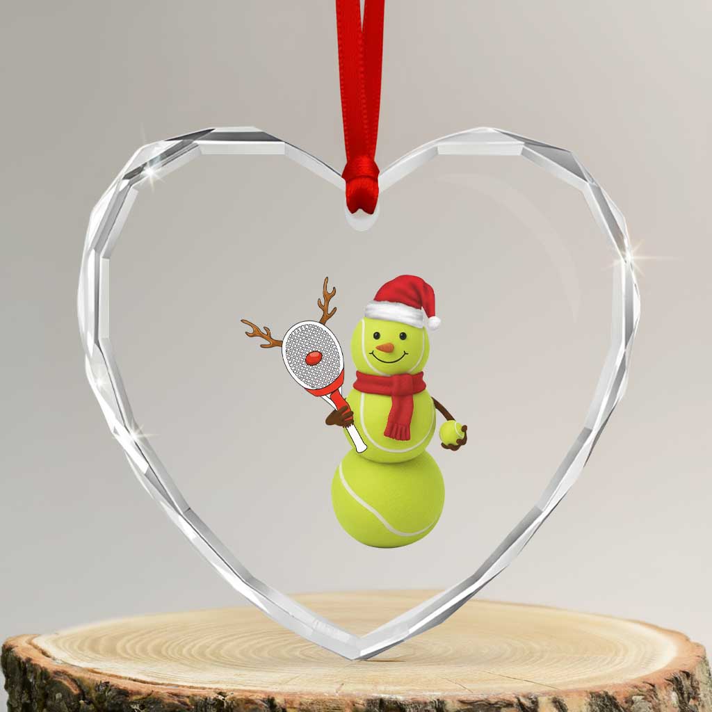 Funny Christmas Tennis Snowman Heart Crystal Glass Ornament Tennis Lover Gift TS12 Transparent Glass 3'' Heart Print Your Wear
