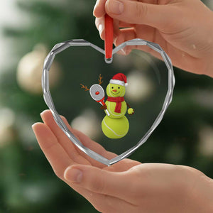 Funny Christmas Tennis Snowman Heart Crystal Glass Ornament Tennis Lover Gift TS12 Print Your Wear