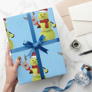 Funny Christmas Tennis Snowman Wrapping Paper Roll Tennis Lover Gift TS12 Light Blue Print Your Wear