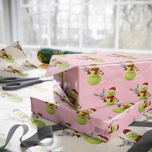 Funny Christmas Tennis Snowman Wrapping Paper Roll Tennis Lover Gift TS12 Light Pink Print Your Wear