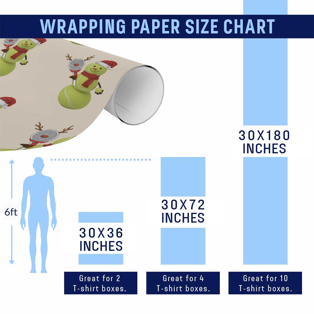 Funny Christmas Tennis Snowman Wrapping Paper Roll Tennis Lover Gift TS12 Print Your Wear