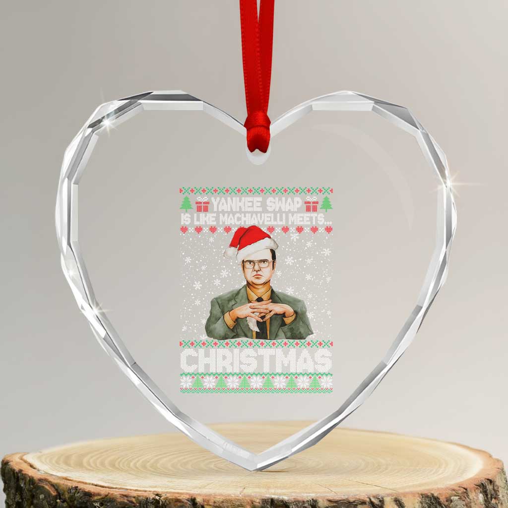 Funny Christmas Office Movie Heart Crystal Glass Ornament Yankee Swap Is Like Machiavelli Meets Christmas TS11 Transparent Glass 3'' Heart Print Your Wear