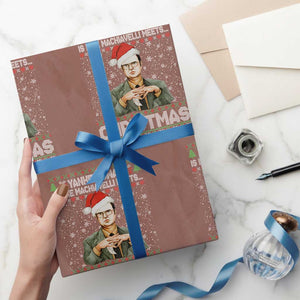 Funny Christmas Office Movie Wrapping Paper Roll Yankee Swap Is Like Machiavelli Meets Christmas TS11 Mocha Print Your Wear