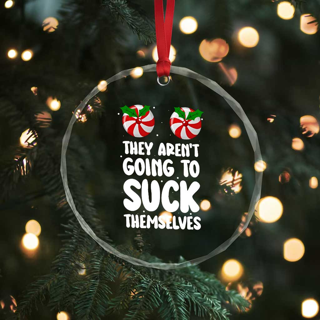 Funny Christmas They Aren't Going To Suck Themself Crystal Glass Ornament Xmas Adult Humor Couple Matching TS11 Print Your Wear