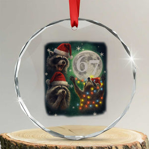 Funny Christmas Three Raccoons 67 Crystal Glass Ornament Trash Panda Moon Howling Six Seven Meme TS11 Transparent Glass 3'' Circle Print Your Wear