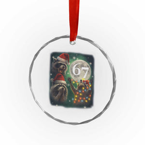 Funny Christmas Three Raccoons 67 Crystal Glass Ornament Trash Panda Moon Howling Six Seven Meme TS11 Print Your Wear