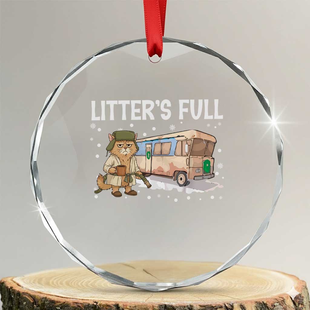 Funny Christmas Vacation Litter's Full Cat Crystal Glass Ornament Xmas Movie TS11 Transparent Glass 3'' Circle Print Your Wear