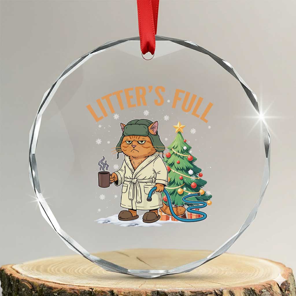 Funny Christmas Vacation Movie Litter's Full Cat Crystal Glass Ornament Xmas Tree TS11 Transparent Glass 3'' Circle Print Your Wear